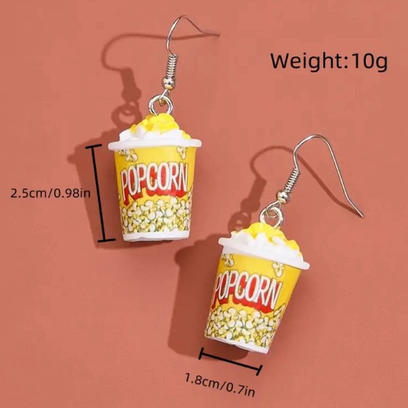 Novelty Pop Corn Dangle Earrings - Picture 7 of 10